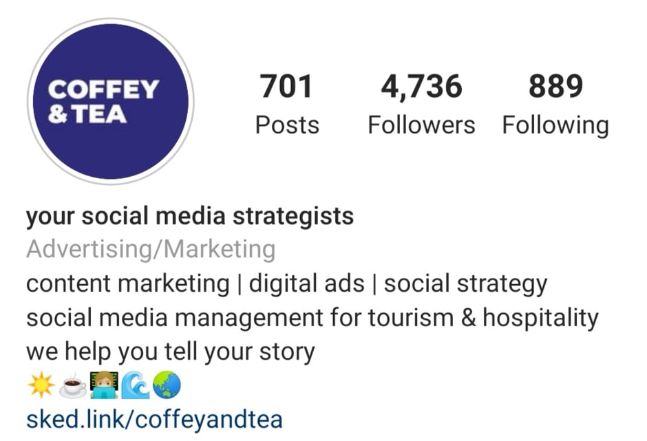 Coffey & Tea Instagram bio