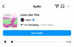 A screenshot from Instagram showing a trending sound